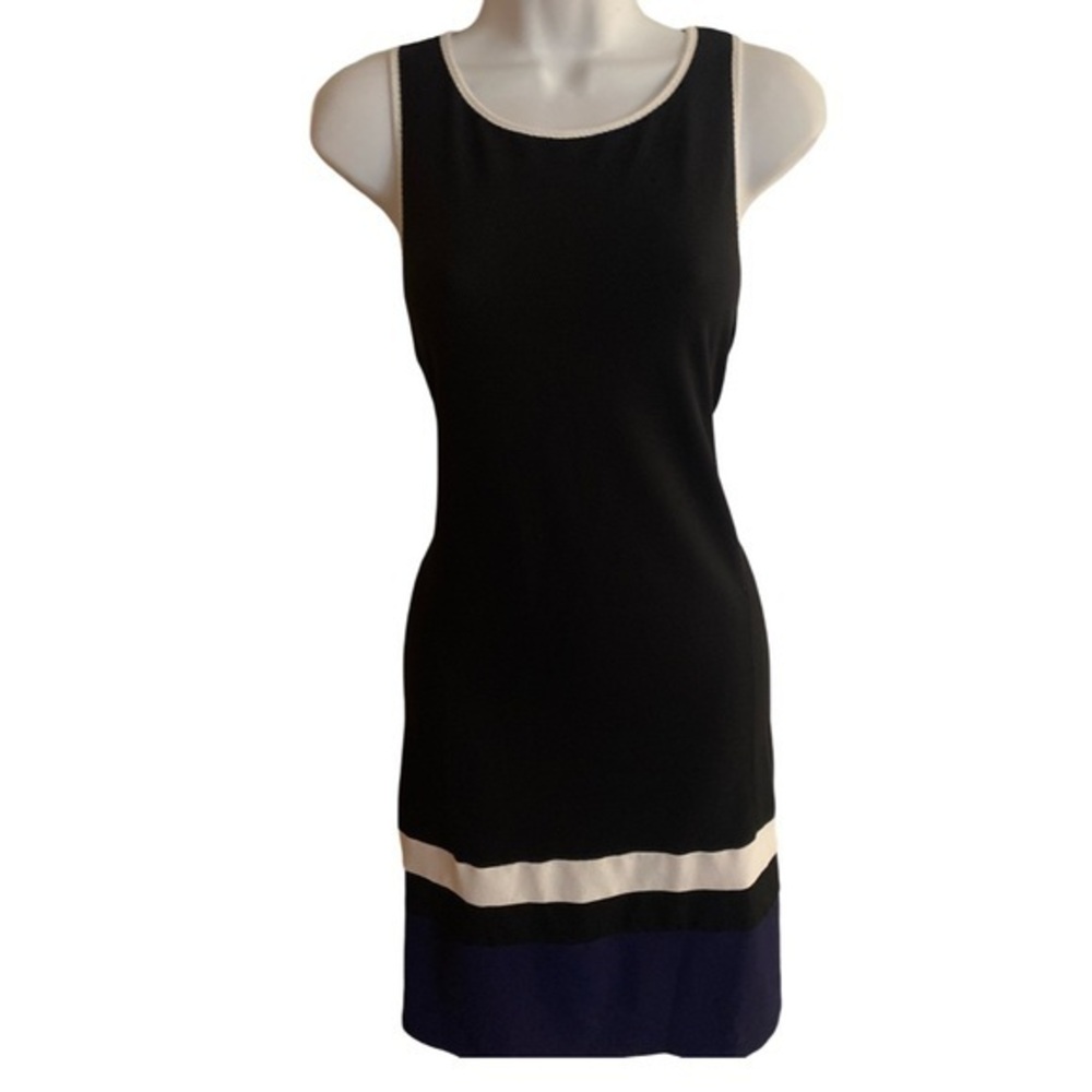 Tommy Bahama Knit Shift Dress - S navy , black , white , nylon spandex ,
